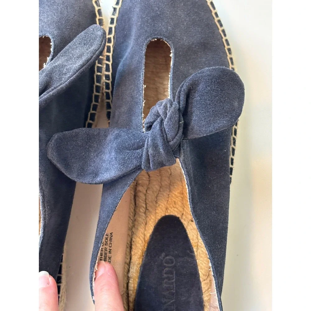 Bernardo Viola Espadrille Flats Navy Blue Womens 10 Suede Knot Slip On Shoes